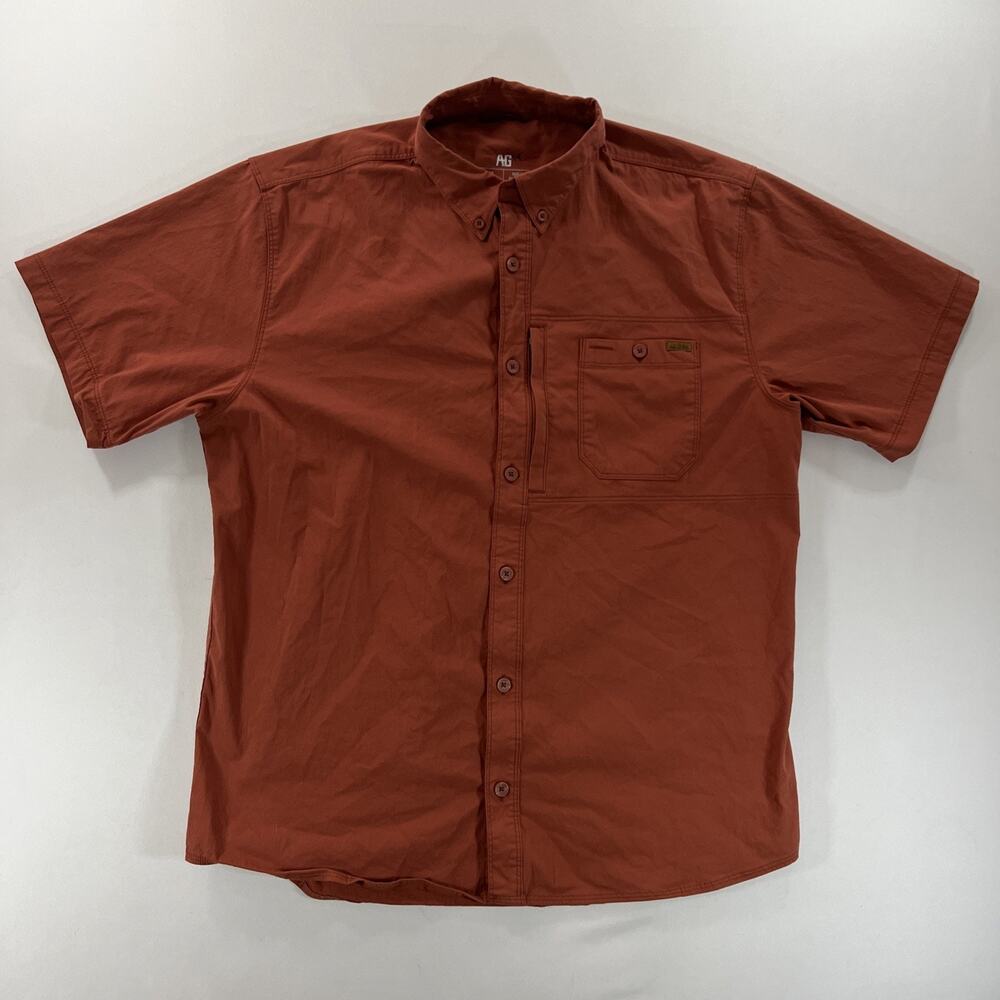 AG Gear Shirt Mens Large Orange Harvester UPF 30+ Button Up Outdoor Field Work